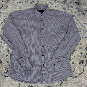 Industrie Inc Men’s Purple White Stripe Button Up Shirt Tailored Fit Size M